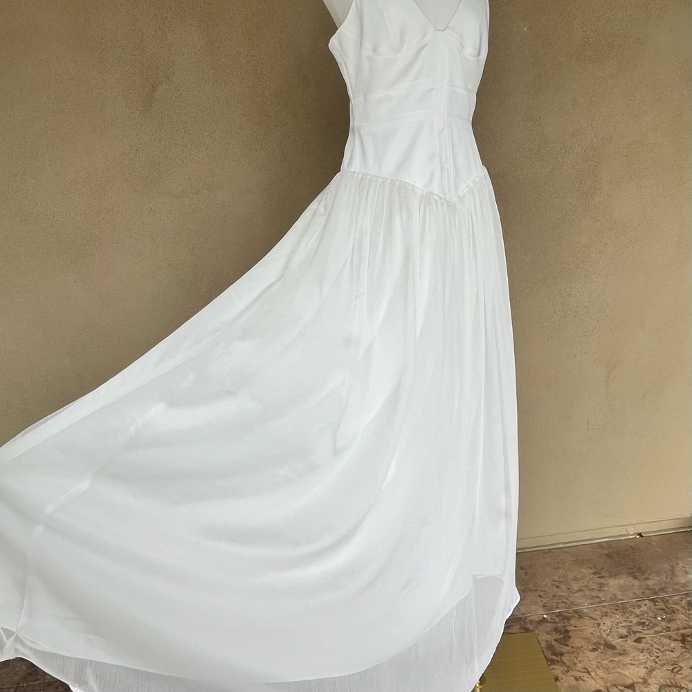Gianni Bini Caelynn Bell Mary Drop Waist Maxi Dress White Sm 6 NWT Wedding Bride - Picture 4 of 16